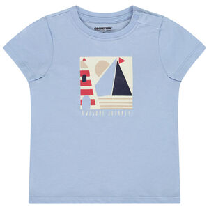 Camiseta de manga corta estampada de velero para bebé niño 