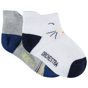 Pack de 2 pares de calcetines cortos jacquard para niños 