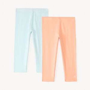 Pack de 2 leggings cortos unis con logo estampado para niña 