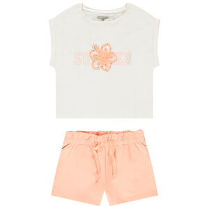 Conjunto de 2 piezas con hibisco y strass para niña 