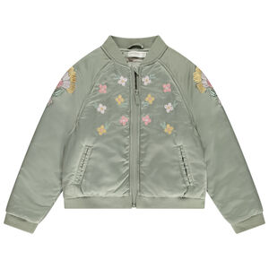Chaqueta bomber de satén con detalles bordados para niña 