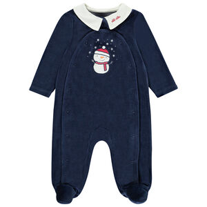 Pelele de terciopelo con cuello babero bordado para bebé niño 