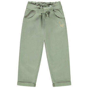 Pantalón de lona con cinturón para bebé niña 