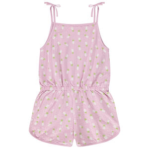 Combishort de punto de jersey gofrado con estampado de piñas niña 