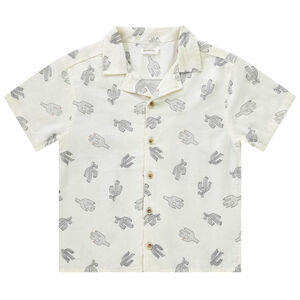 Camisa de manga corta con cuello cubano y estampado de cactus para niño 