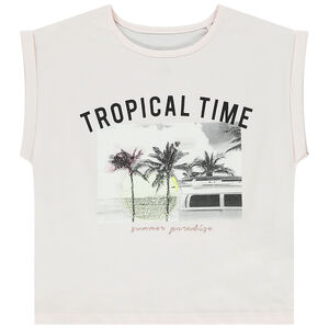 T-shirt forme boîte manches courtes print fantaisie fluo fille 