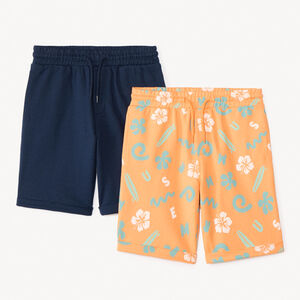 Lote de 2 bermudas de felpa con estampado para niño 