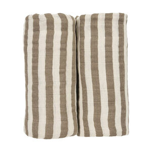 Muselinas pack 2 uds 120x120 cm Stripe Taupe 