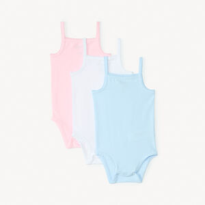 Lote de 3 bodies de tirantes finos lisos para niña bebé 