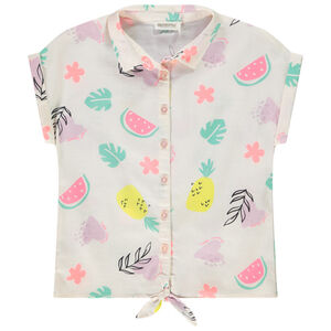 Chemise manches courtes à nouer imprimé fantaisie pour fille 