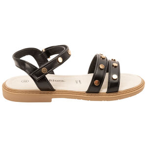 Sandalias velcro efecto cuero con remaches dorados para niña 