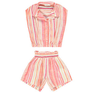 Conjunto de 2 piezas de rayas para niña look total  Main Conjunto de 2 piezas de rayas para niña look total
