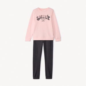 Conjunto de chándal de felpa estampada para niña  Main Conjunto de chándal de felpa estampada para niña