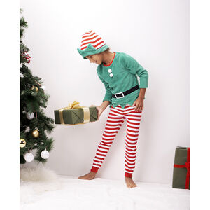 Pijama de duende de Navidad en polar estilo disfraz con conjunto y gorro Main Pijama de duende de Navidad en polar estilo disfraz con conjunto y gorro