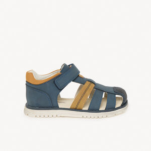 Sandalias de efecto cuero con velcro en azul niño 