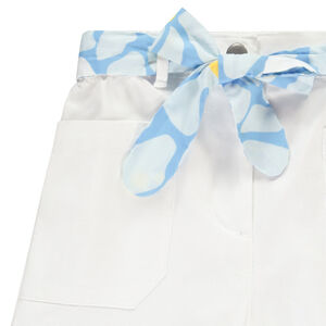 Pantalón liso de tela con cinturón decorativo para atar para niña 