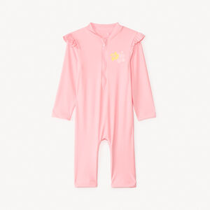 Combinaison de baño anti-UV rosa para niña bebé 