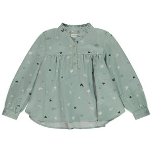 Túnica de manga larga brillante con estampado de corazones para niña 