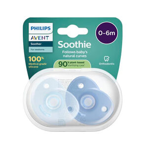 Chupete de silicona 0-6 meses pack 2 uds. Soothie azul 