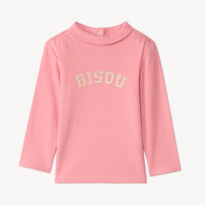 Camiseta interior de canalé con cuello alto y mensaje brillante para bebé niña 