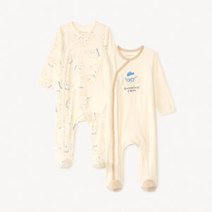 Lote de 2 pijamas de manga larga con estampado de croissant para bebé niño (aberturas diferentes según la edad) 