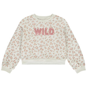 Sudadera de felpa estampada con impresión puff brillante para niña  Main Sudadera de felpa estampada con impresión puff brillante para niña