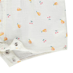 Pelele corto de gasa de algodón con estampado de frutas para niña 