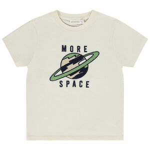 Camiseta manga corta con parche bordado de planeta para niño 