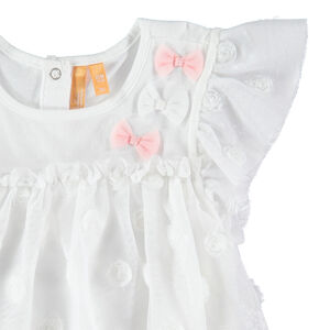 Conjunto de fiesta con túnica de tul con bordado de realce y leggings blancos 