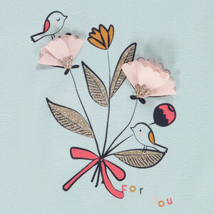 Camiseta de manga corta con estampado glitter y 3D para niña 