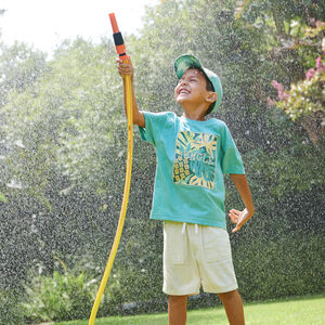 Camiseta de manga corta con estampado tropical fantasía para niño 