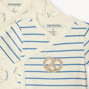 Lote de 3 bodies de manga corta con estampado de lunas para bebé niño (aperturas diferentes según la edad) 