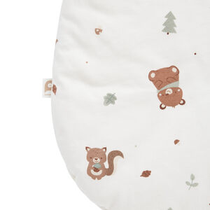 Saco de dormir TOG 3 en jersey impreso con animales del Rey de los Bosques en color crudo. 