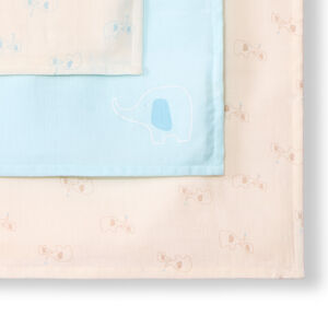 Lote de 3 muselinas de tetra con estampado de elefantes para bebé niño 