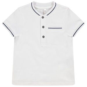Polo de manga corta de algodón liso con cuello teddy para bebé niño 