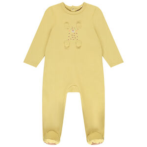 Pelele con motivo de oso y solapas 3D para bebé niño con aberturas diferentes según la edad. 