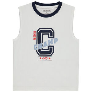 Camiseta sin mangas con estampado varsity para niño 