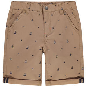Bermudas de tela con estampado de barcos all-over 