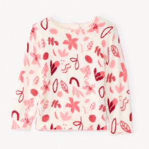 Pull manches longues pelucheux imprimé arty pour bébé fille   Main Pull manches longues pelucheux imprimé arty pour bébé fille