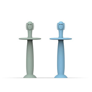 Pack de 2 cepillos de dientes bebés con stopper - Verde/ Azul 