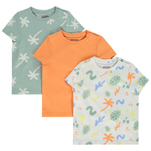 Lote de 3 camisetas de manga corta lisas y estampadas para bebé niño 