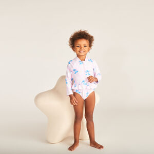 Bañador de una pieza de manga larga anti-UV con estampado de Stitch de Disney para bebé niña. 