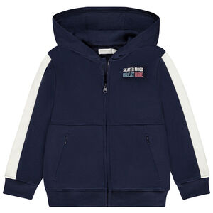 Gilet con estampado fantasía en felpa y capucha para niño 