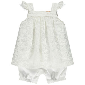 Mono de ceremonia bordado efecto 2 en 1 para bebé niña  Main Mono de ceremonia bordado efecto 2 en 1 para bebé niña