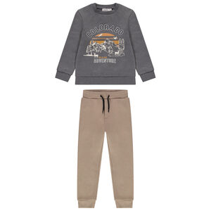 Ensemble sweat printé + jogging uni pour garçon Main Ensemble sweat printé + jogging uni pour garçon