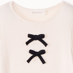 Camiseta de manga larga abullonada con lazo niña 