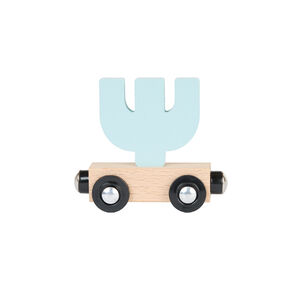 Wagon de madera letra "PSI" - azul 