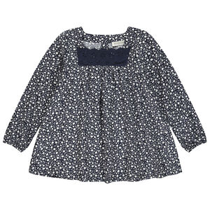 Túnica con estampado floral y bordado inglés para niña 