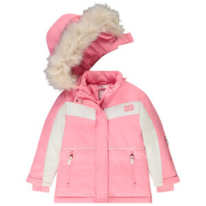 Chaqueta de esquí con capucha y forro de piel sintética desmontable para niña 