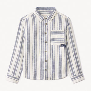Camisa de rayas con gran bolsillo para niño 